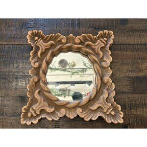 Vintage Wall Mirror Square Brown Golden Cinnamon Plastic